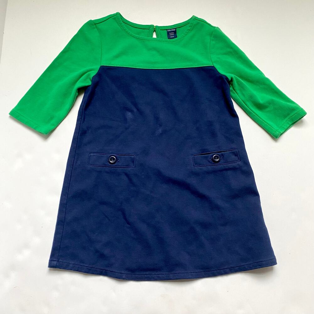 Baby Gap Navy Blue & Green Colorblock Dress